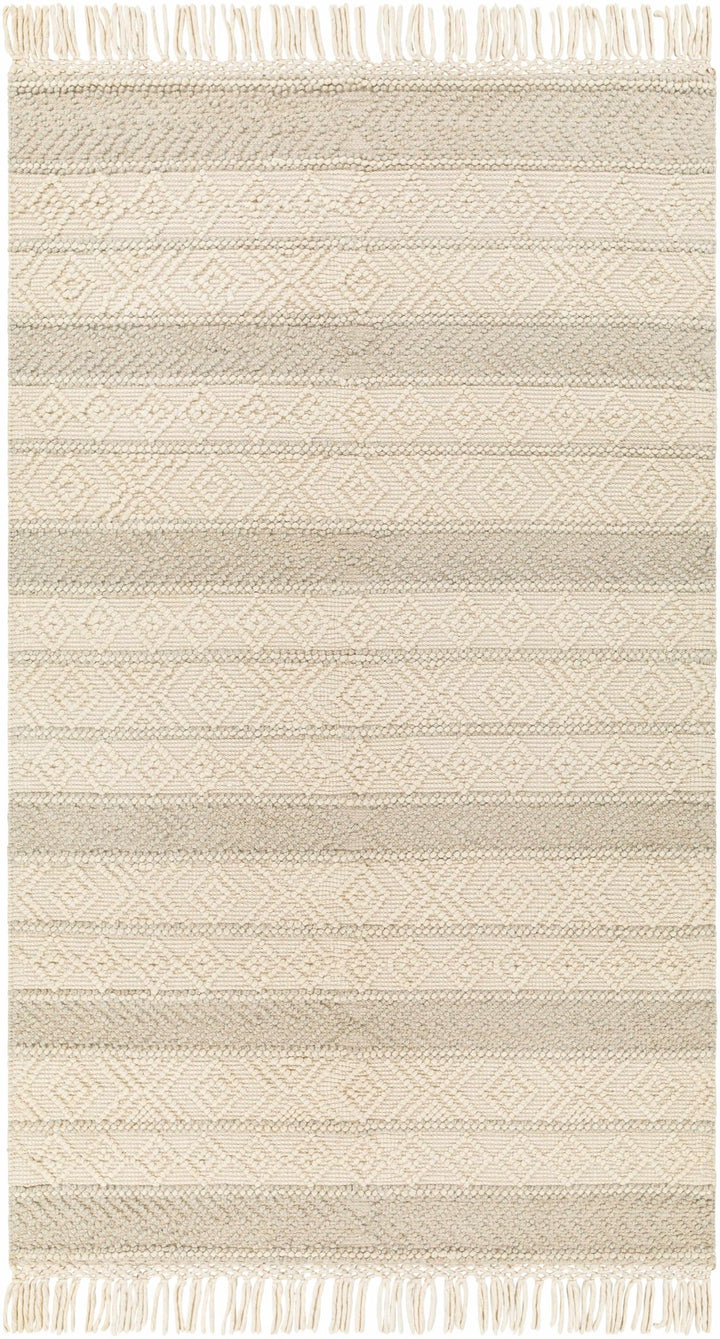 Ummi Contemporary Beige and Ivory Hand Woven Wool Rug - The Rug Decor