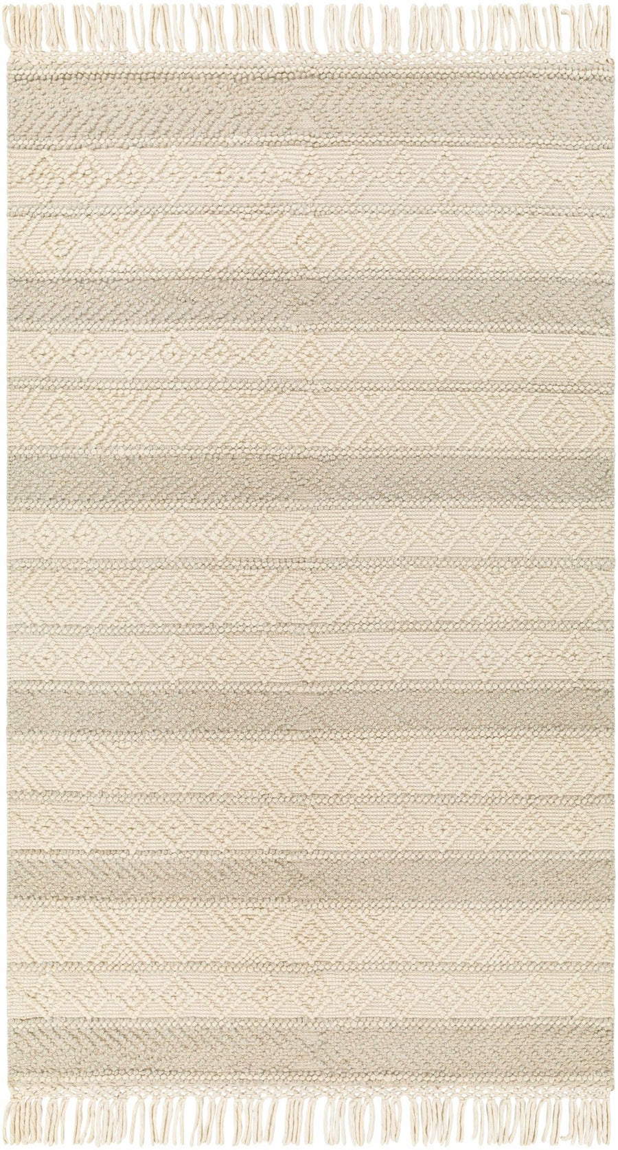 Ummi Contemporary Beige and Ivory Hand Woven Wool Rug - The Rug Decor