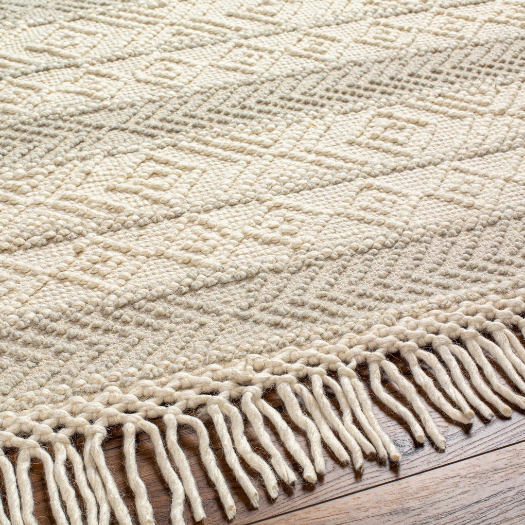 Ummi Contemporary Beige and Ivory Hand Woven Wool Rug - The Rug Decor