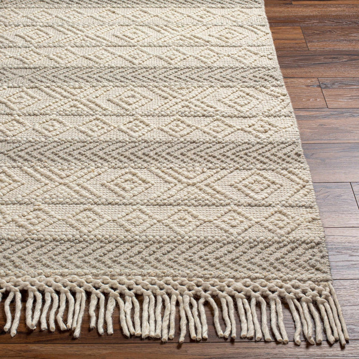 Ummi Contemporary Beige and Ivory Hand Woven Wool Rug - The Rug Decor