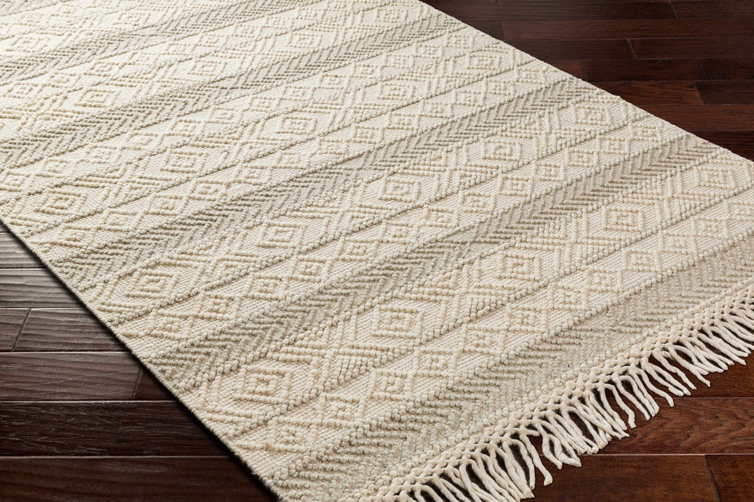 Ummi Contemporary Beige and Ivory Hand Woven Wool Rug - The Rug Decor