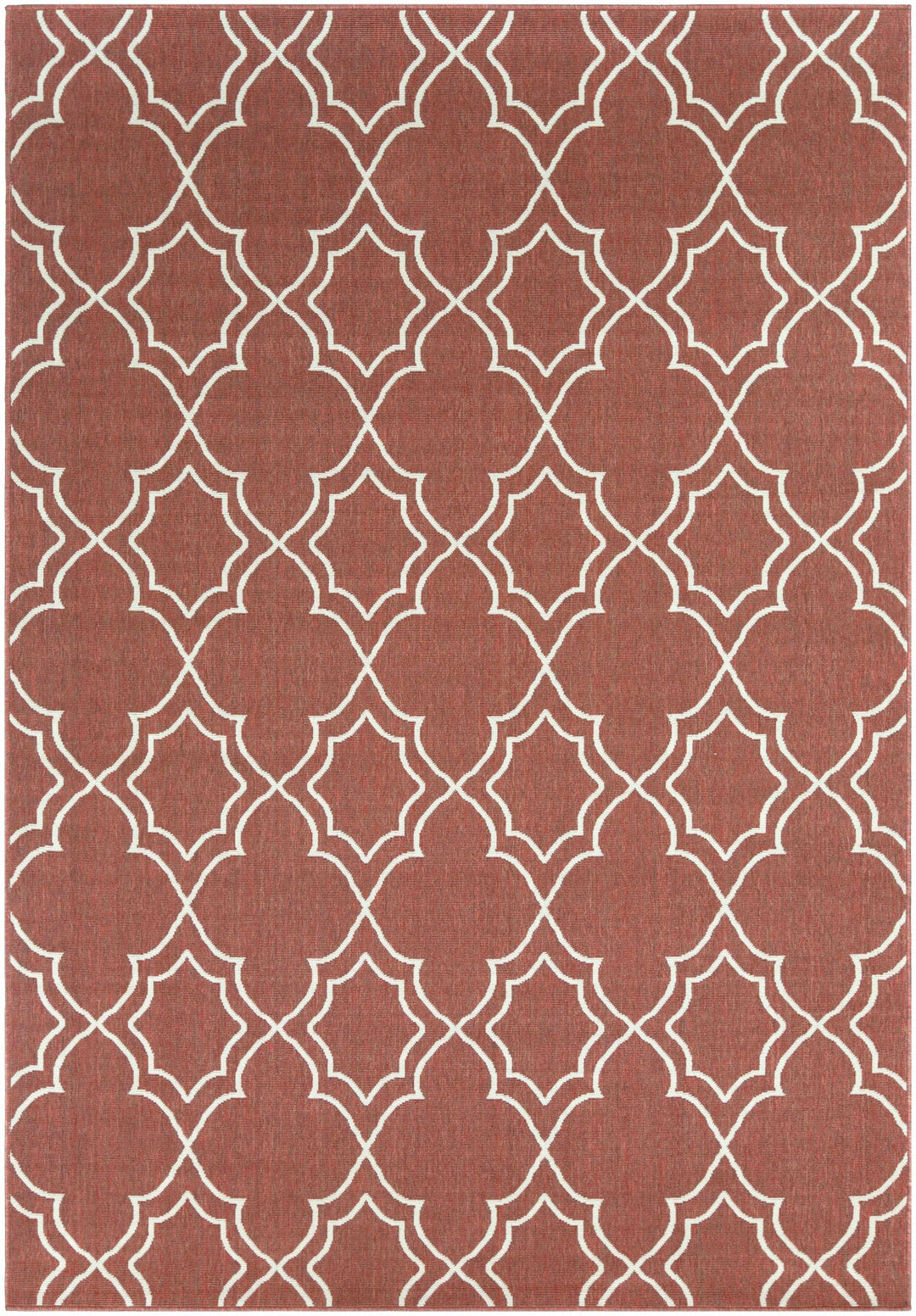 Unique Traditional Style Rust & Beige Lattice Trellis Outdoor Rug - The Rug Decor