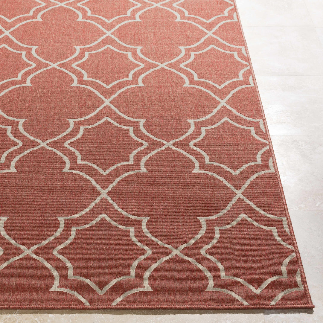 Unique Traditional Style Rust & Beige Lattice Trellis Outdoor Rug - The Rug Decor