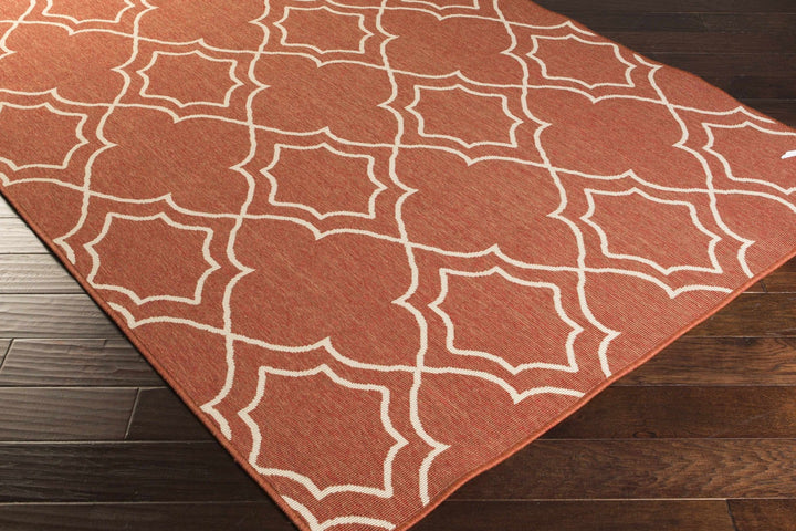 Unique Traditional Style Rust & Beige Lattice Trellis Outdoor Rug - The Rug Decor
