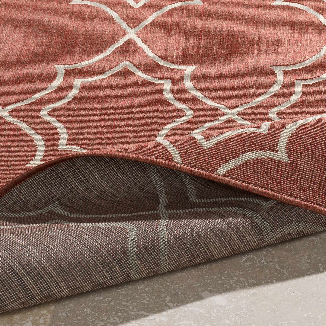 Unique Traditional Style Rust & Beige Lattice Trellis Outdoor Rug - The Rug Decor