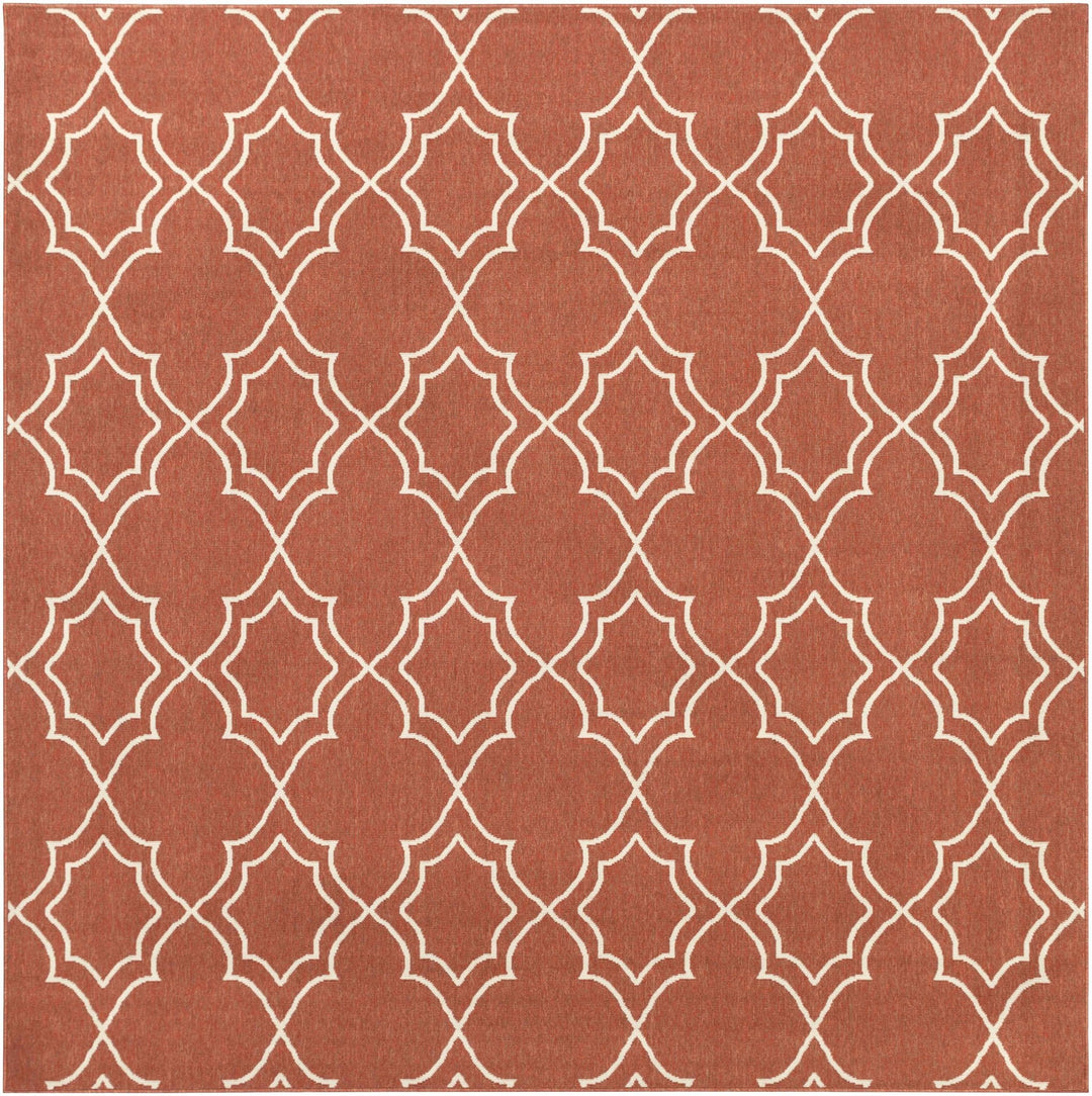 Unique Traditional Style Rust & Beige Lattice Trellis Outdoor Rug - The Rug Decor