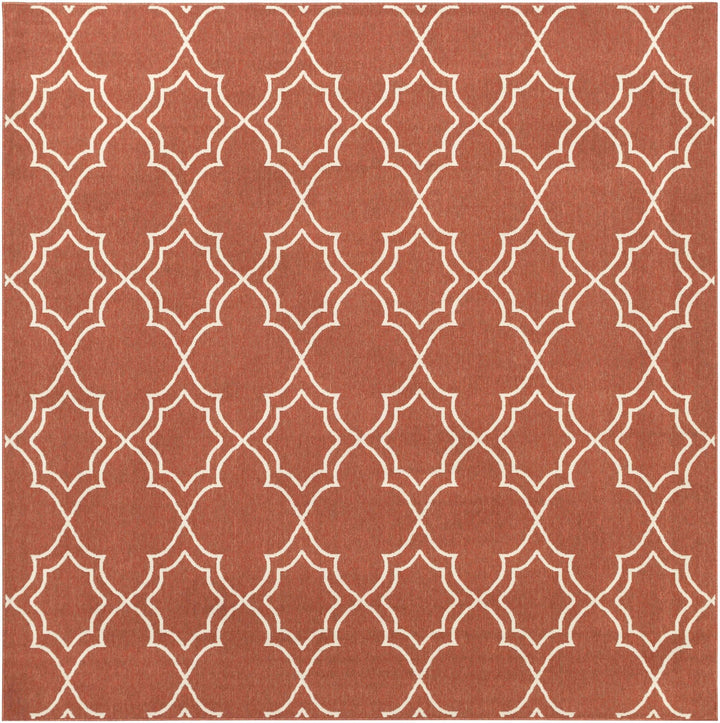 Unique Traditional Style Rust & Beige Lattice Trellis Outdoor Rug - The Rug Decor