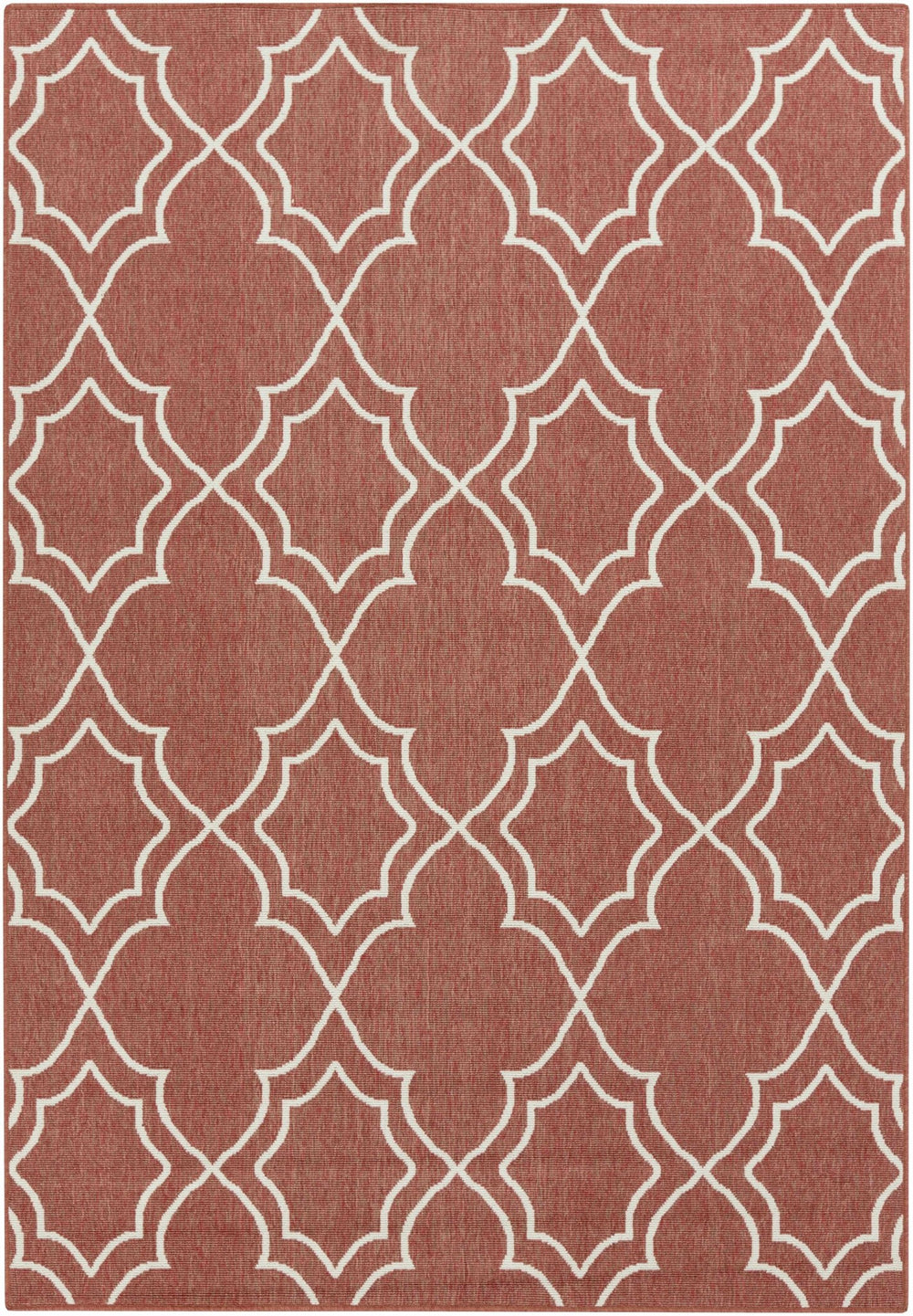 Unique Traditional Style Rust & Beige Lattice Trellis Outdoor Rug - The Rug Decor