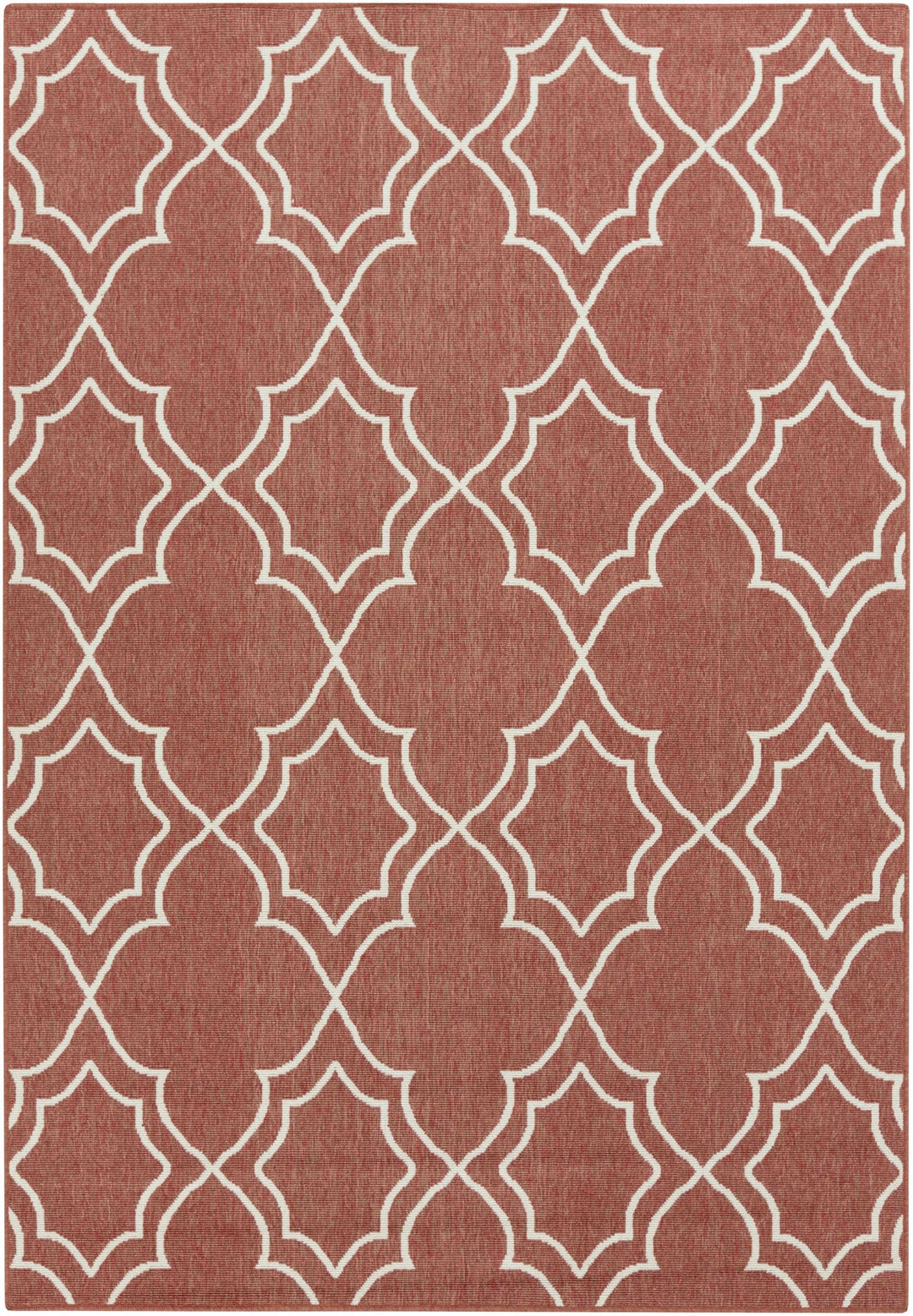 Unique Traditional Style Rust & Beige Lattice Trellis Outdoor Rug - The Rug Decor