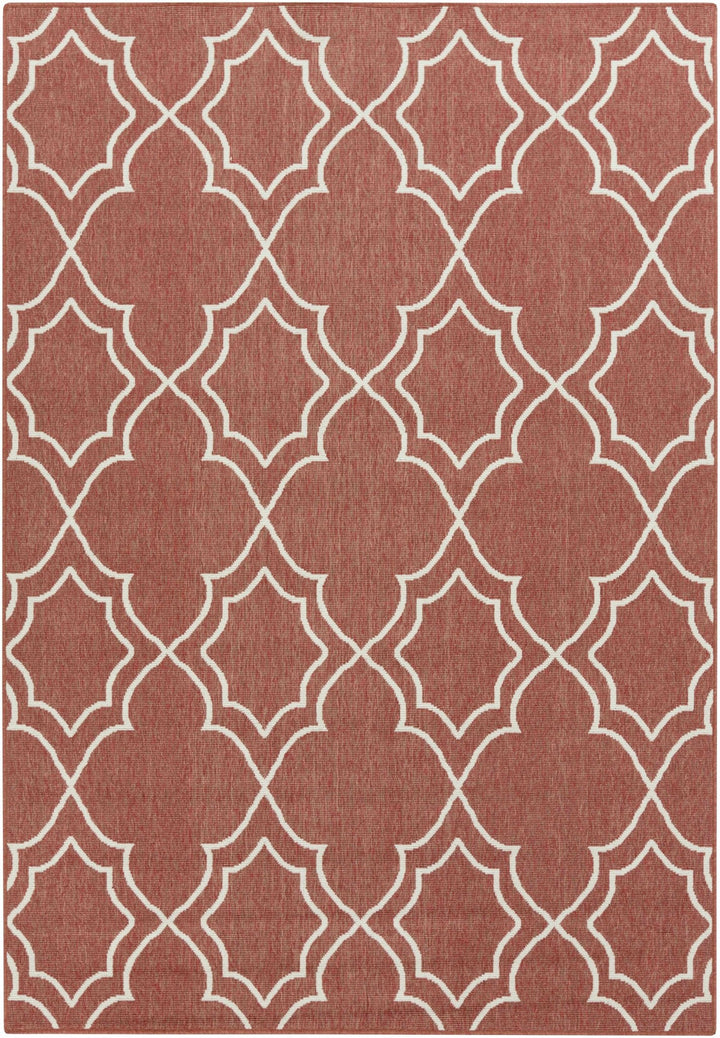 Unique Traditional Style Rust & Beige Lattice Trellis Outdoor Rug - The Rug Decor
