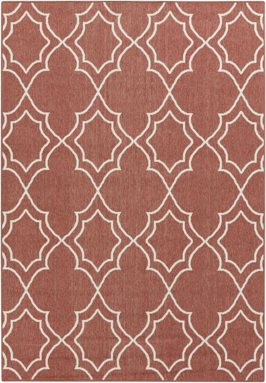 Unique Traditional Style Rust & Beige Lattice Trellis Outdoor Rug - The Rug Decor