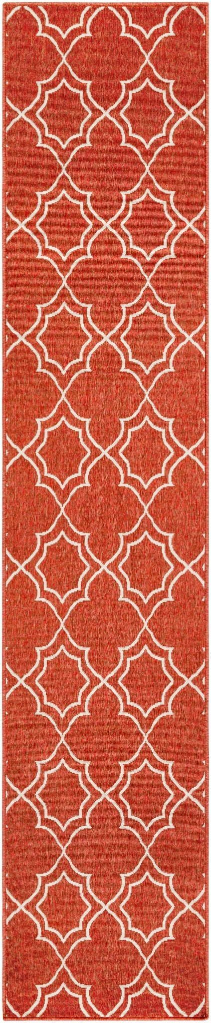 Unique Traditional Style Rust & Beige Lattice Trellis Outdoor Rug - The Rug Decor