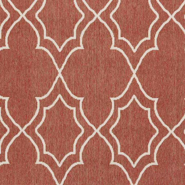 Unique Traditional Style Rust & Beige Lattice Trellis Outdoor Rug - The Rug Decor
