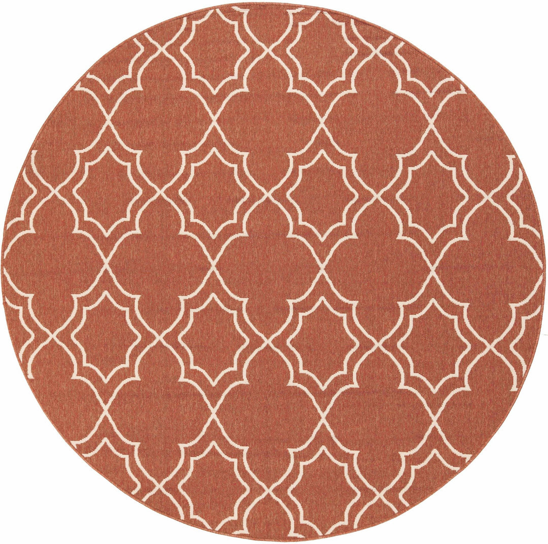 Unique Traditional Style Rust & Beige Lattice Trellis Outdoor Rug - The Rug Decor