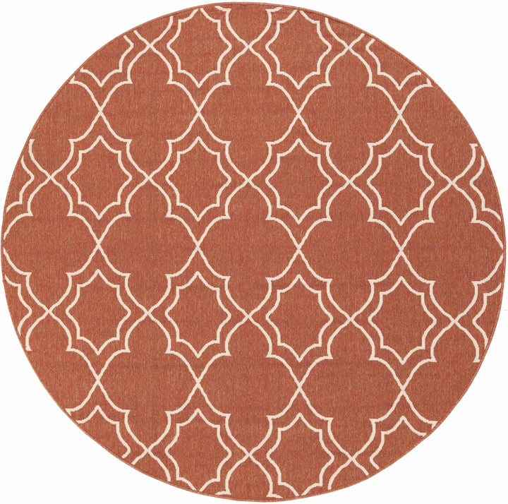 Unique Traditional Style Rust & Beige Lattice Trellis Outdoor Rug - The Rug Decor