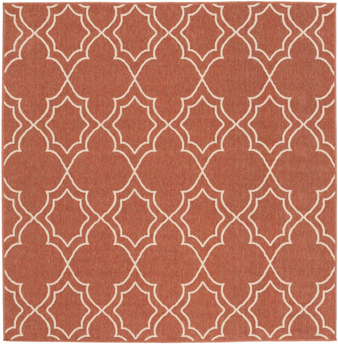 Unique Traditional Style Rust & Beige Lattice Trellis Outdoor Rug - The Rug Decor