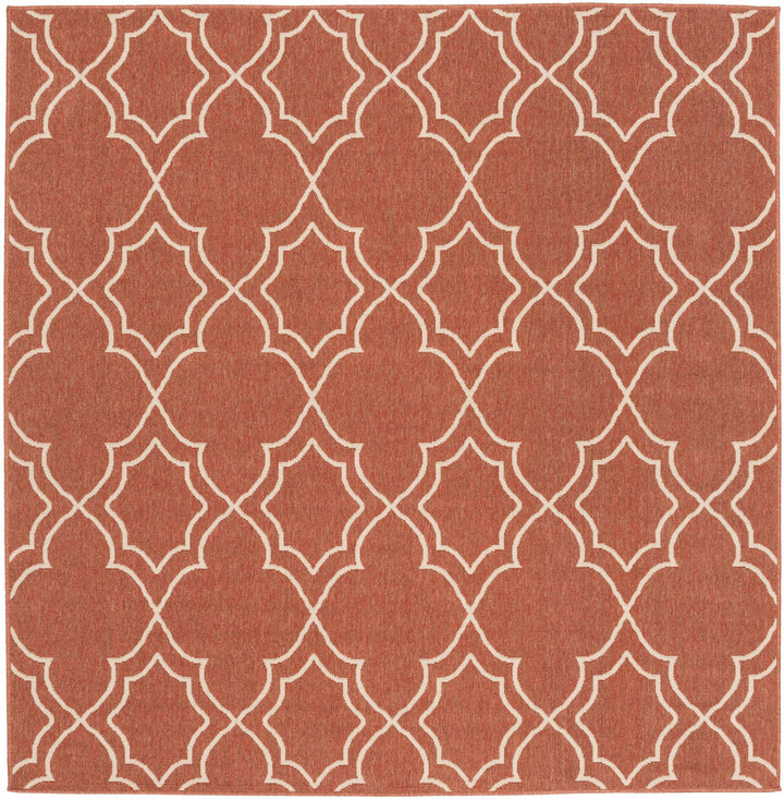Unique Traditional Style Rust & Beige Lattice Trellis Outdoor Rug - The Rug Decor