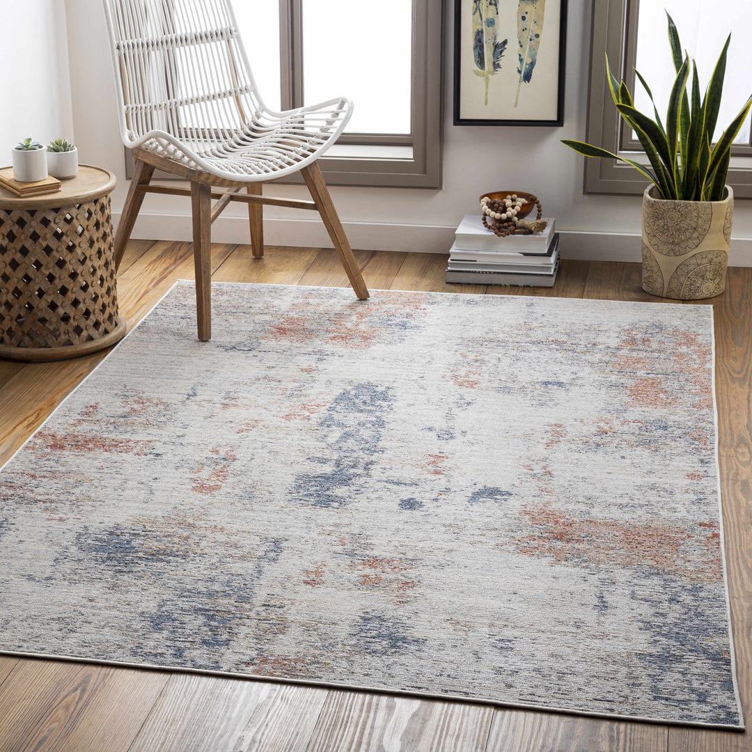 Upminster Ivory And Rust Modern Abstract Design Outdoor Area Rug
