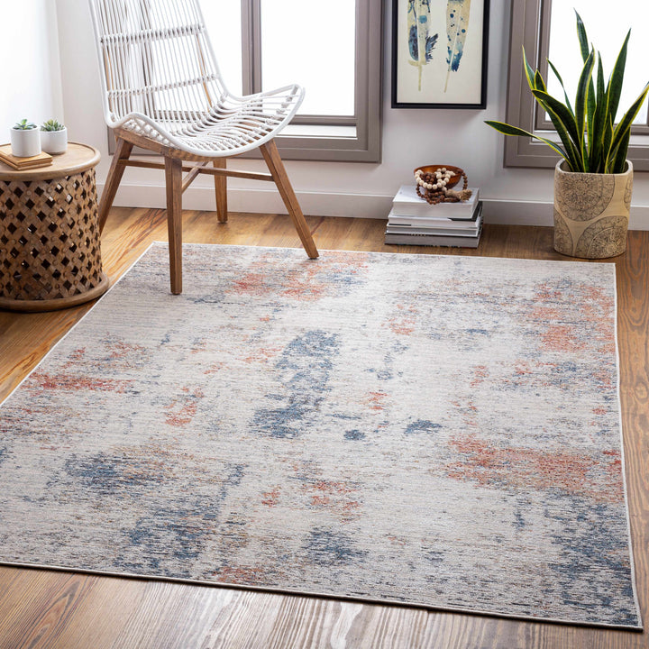 Upminster Ivory And Rust Modern Abstract Design Outdoor Area Rug