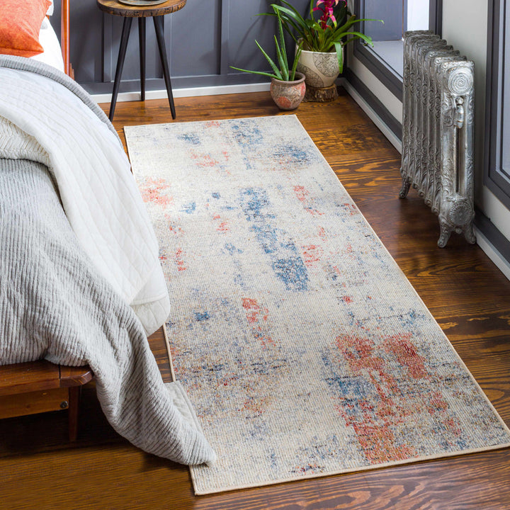 Upminster Ivory And Rust Modern Abstract Design Outdoor Area Rug