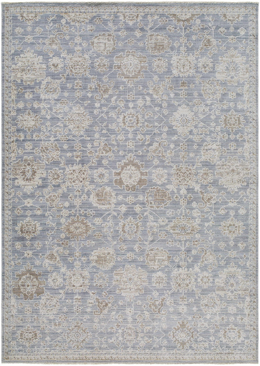 Urara Traditional Style Blue And Cream Area Rug - The Rug Decor