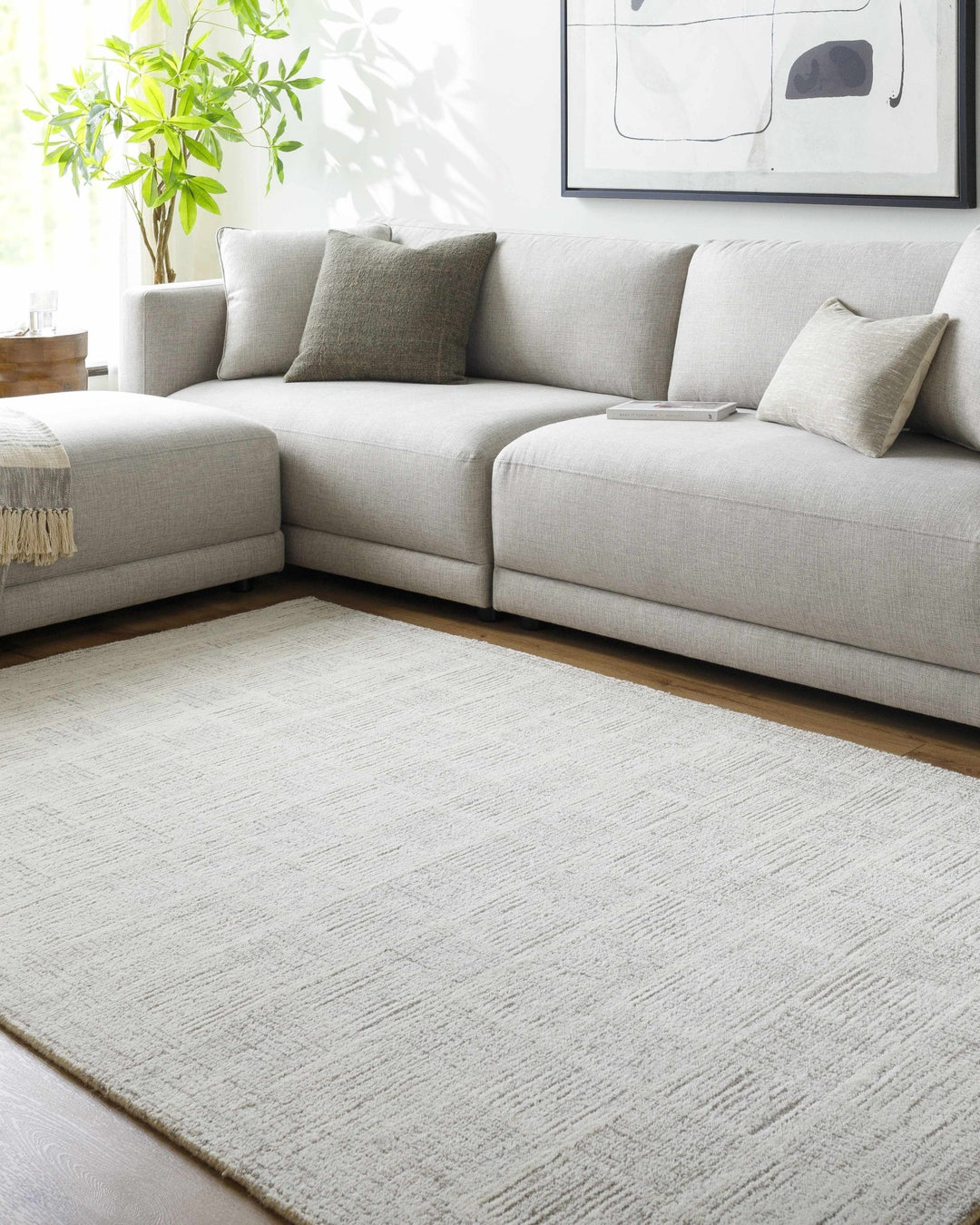 Urian Modern Checkered Pattern Ivory Hand Tufted Wool Area Rug - The Rug Decor