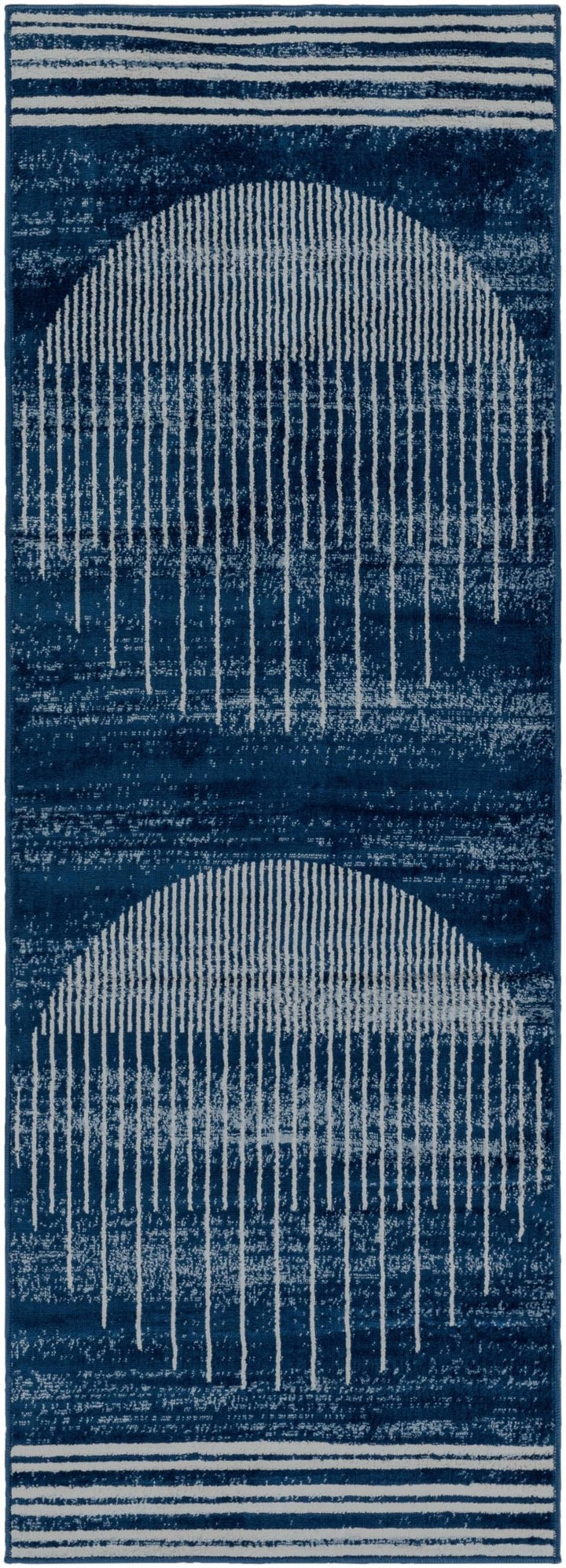 Urja Contemporary Geometric Design Navy And Ivory Rug - The Rug Decor