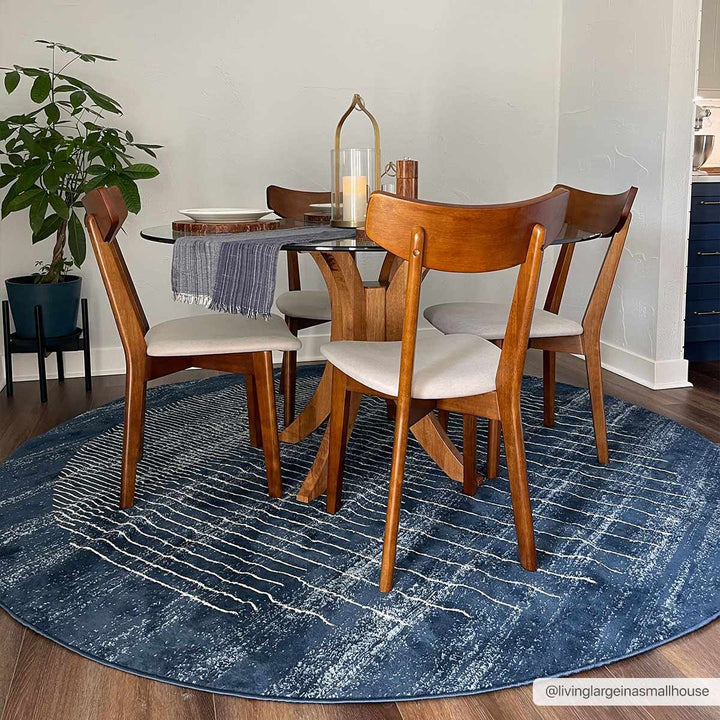 Urja Contemporary Geometric Design Navy And Ivory Rug - The Rug Decor