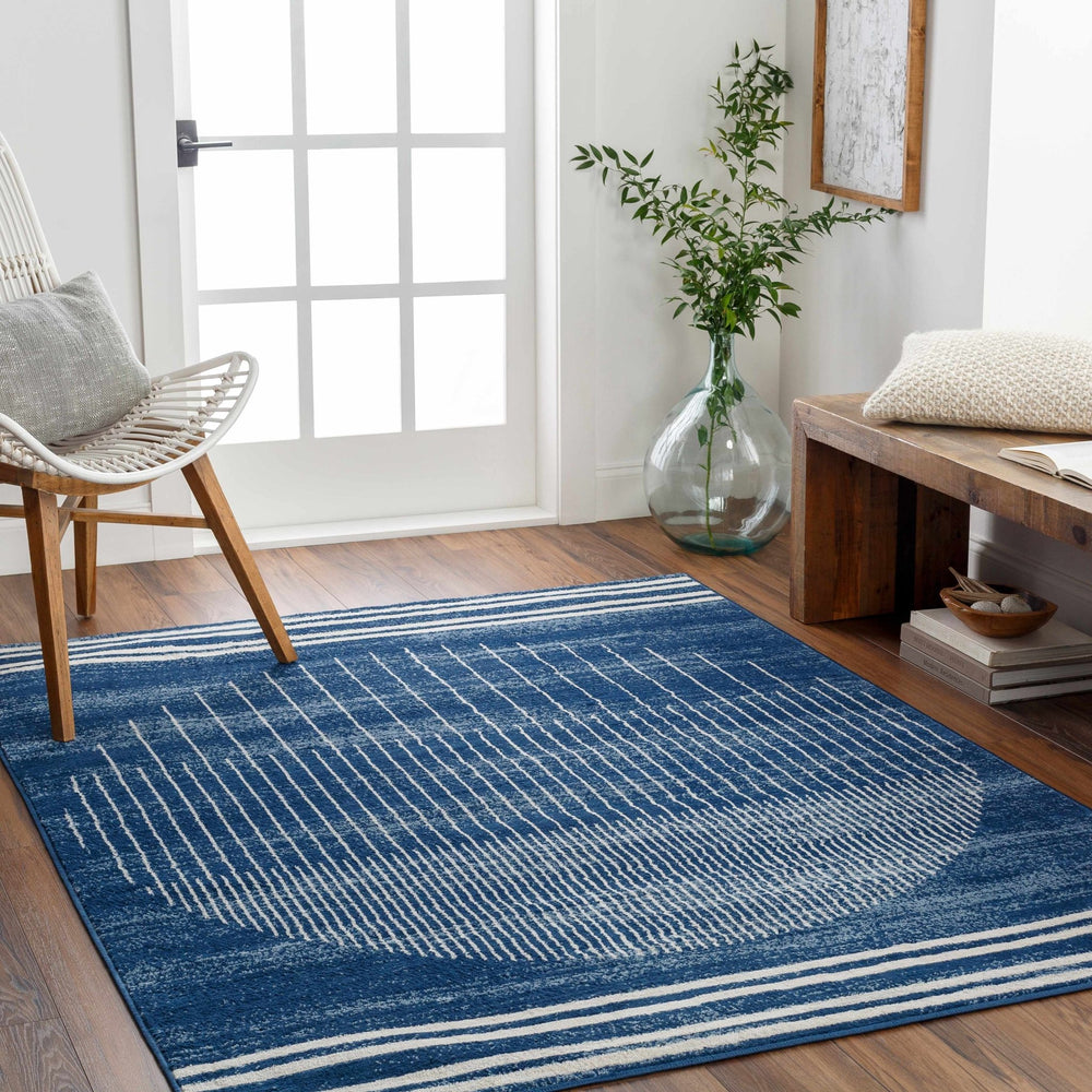 Urja Contemporary Geometric Design Navy And Ivory Rug - The Rug Decor