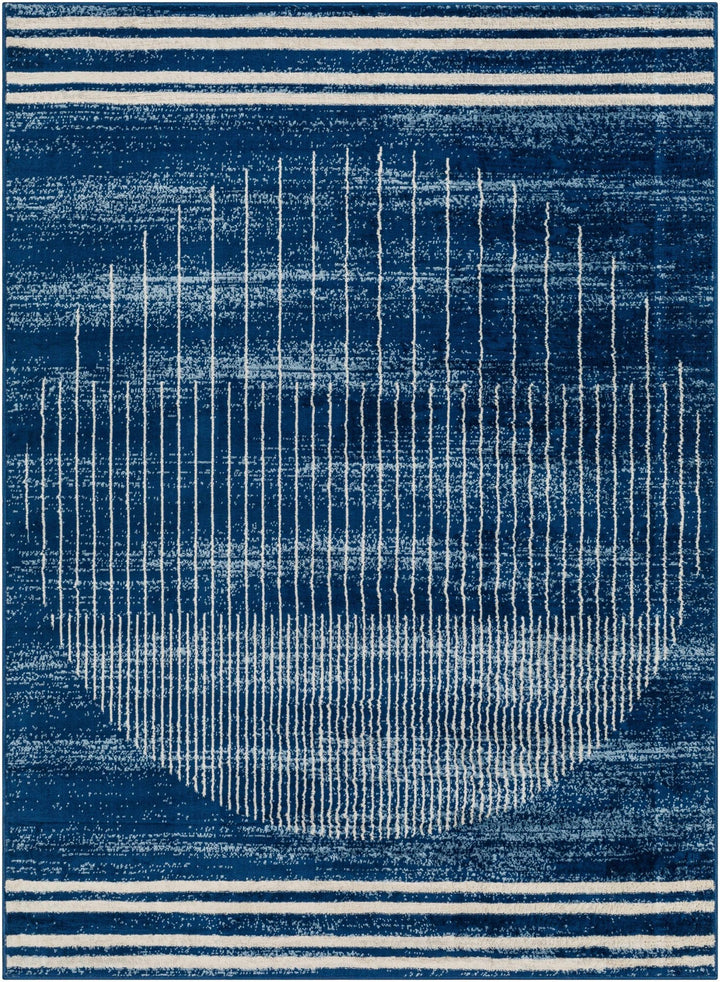 Urja Contemporary Geometric Design Navy And Ivory Rug - The Rug Decor