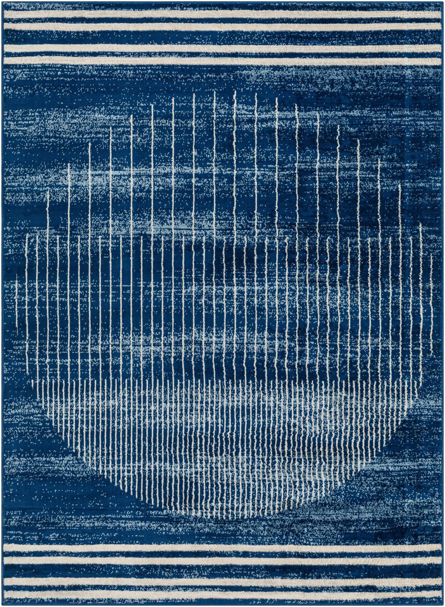 Urja Contemporary Geometric Design Navy And Ivory Rug - The Rug Decor