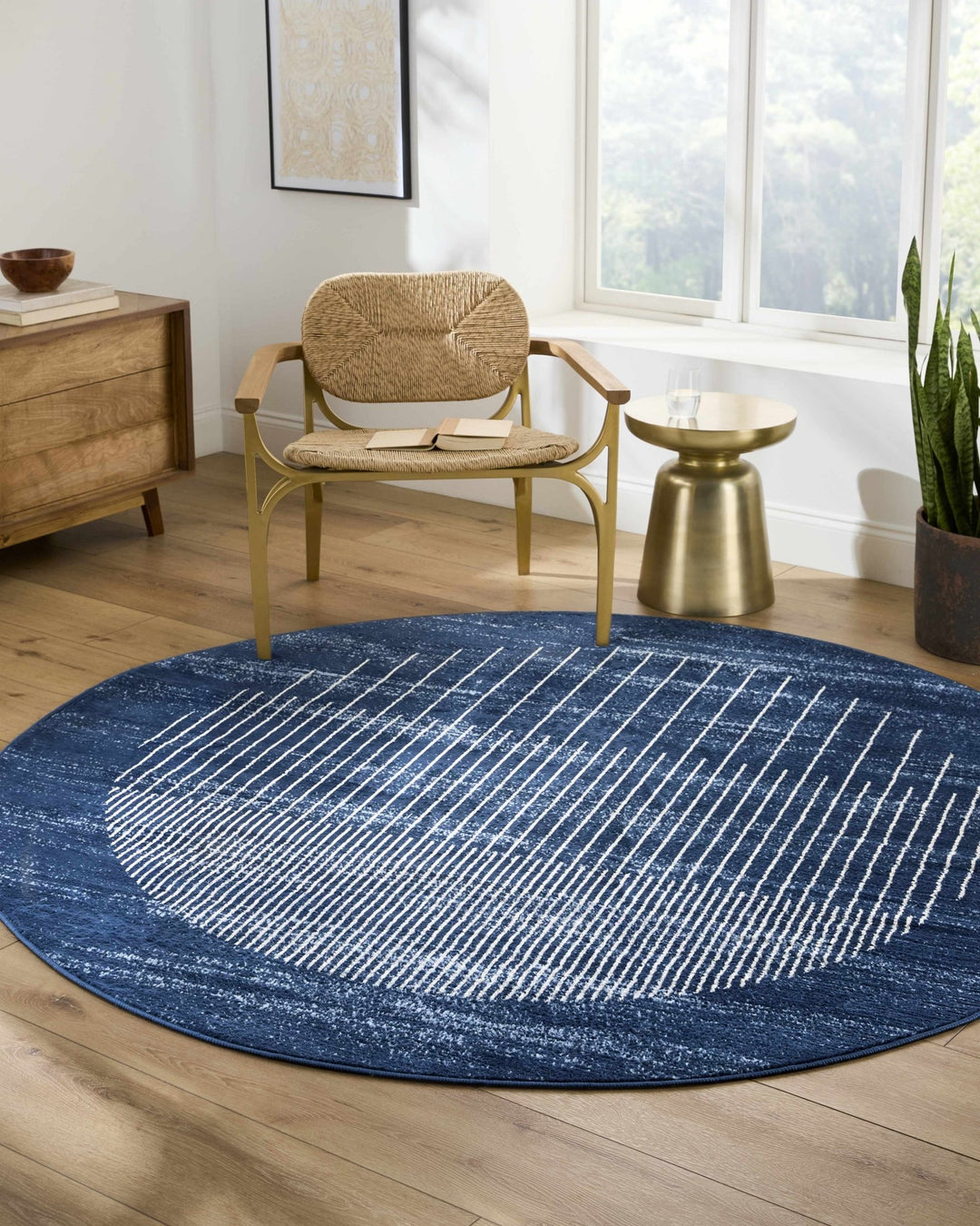 Urja Contemporary Geometric Design Navy And Ivory Rug - The Rug Decor