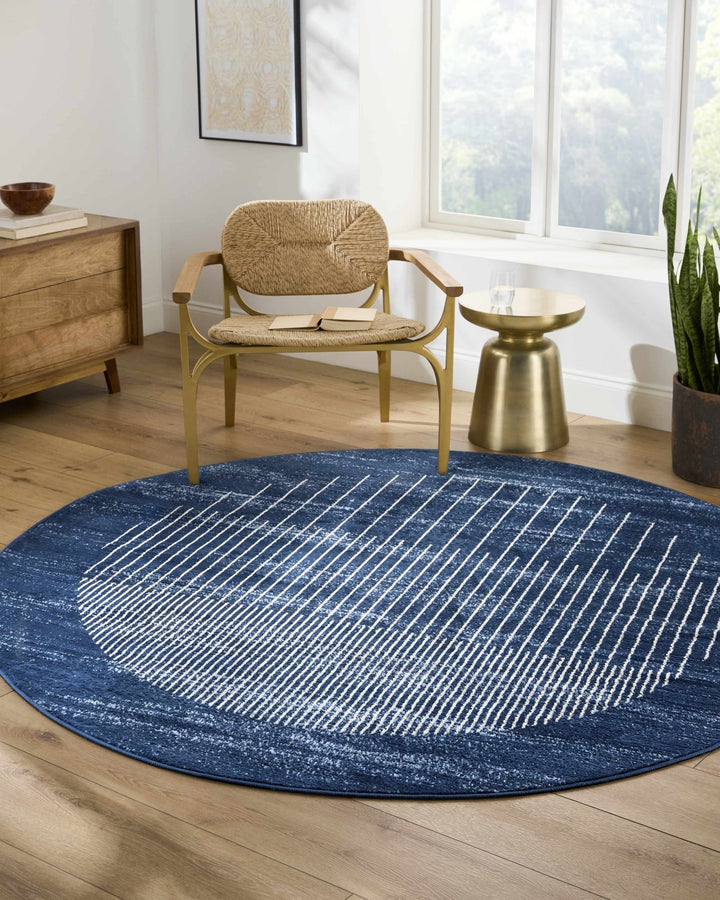 Urja Contemporary Geometric Design Navy And Ivory Rug - The Rug Decor