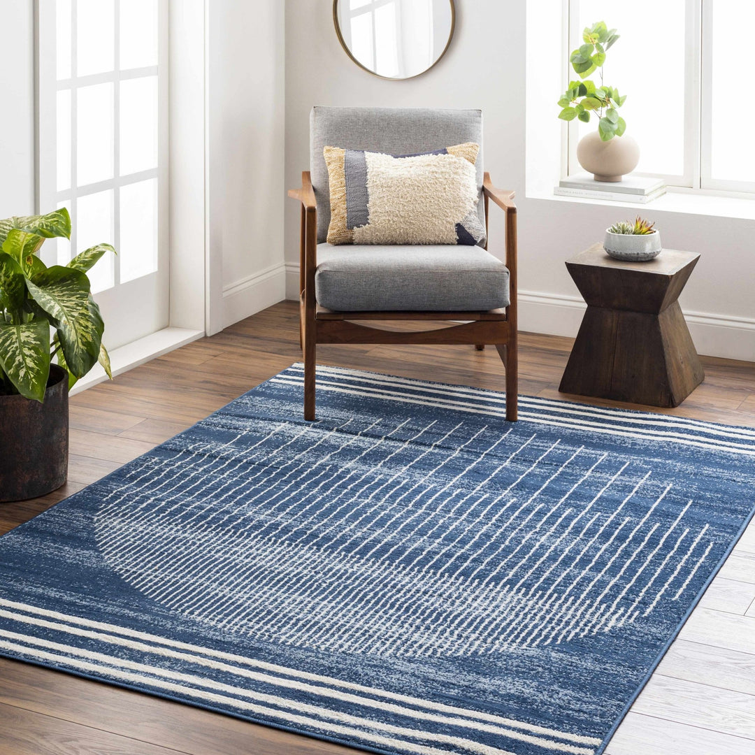 Urja Contemporary Geometric Design Navy And Ivory Rug - The Rug Decor