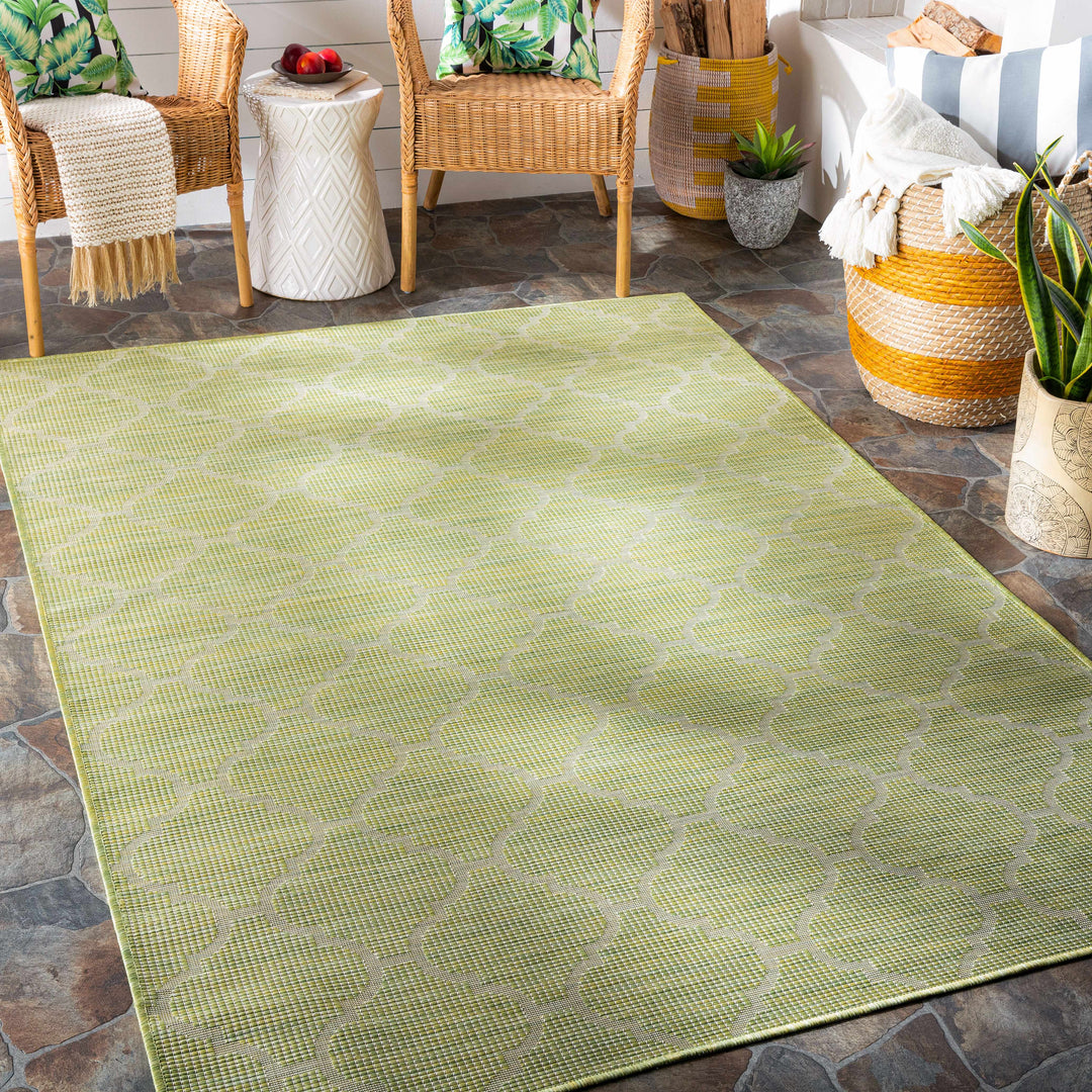 Urraween Modern Geometrical Design Green Outdoor Area Rug