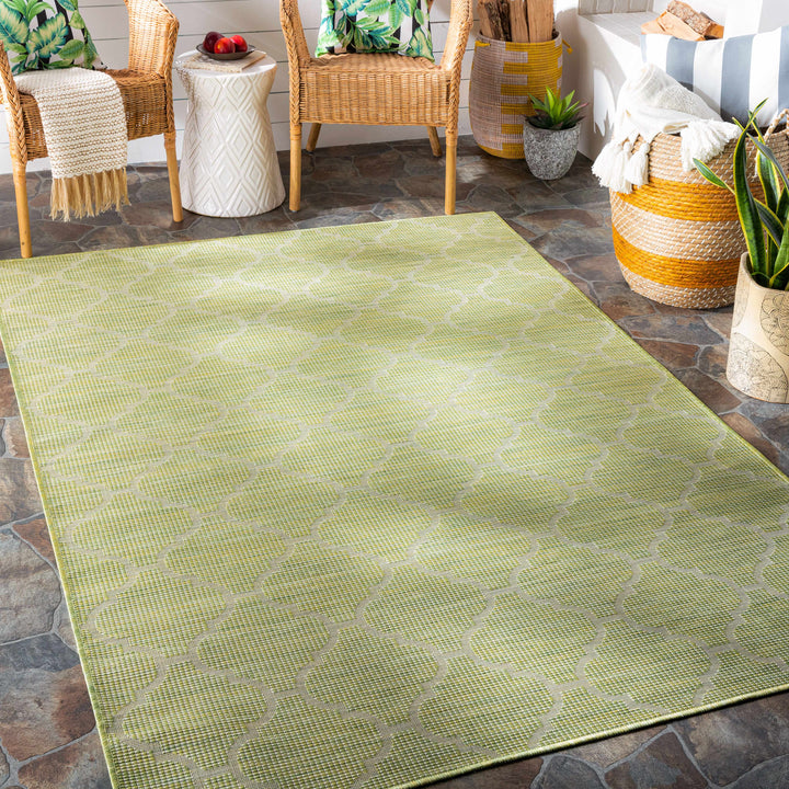 Urraween Modern Geometrical Design Green Outdoor Area Rug