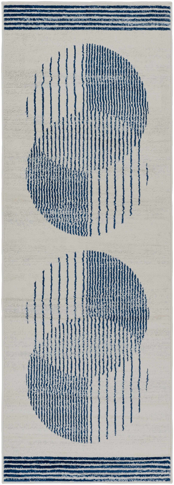 Usra Modern Geometric Design Ivory And Blue Area Rug
