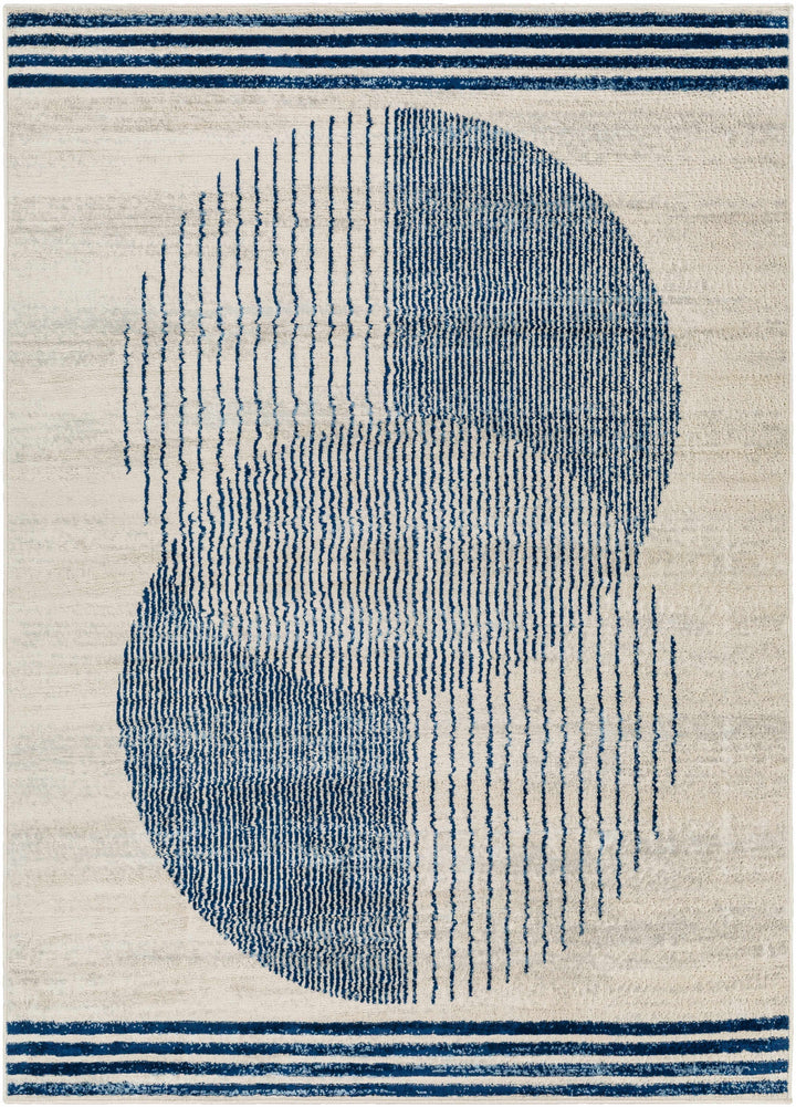 Usra Modern Geometric Design Ivory And Blue Area Rug