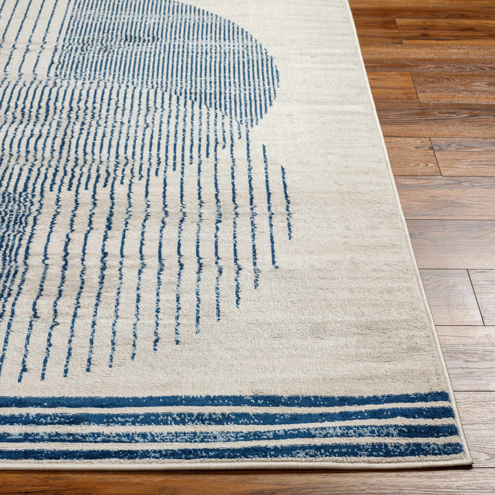 Usra Modern Geometric Design Ivory And Blue Area Rug