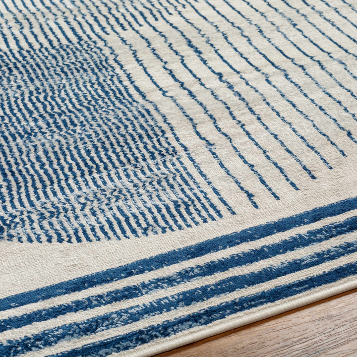 Usra Modern Geometric Design Ivory And Blue Area Rug