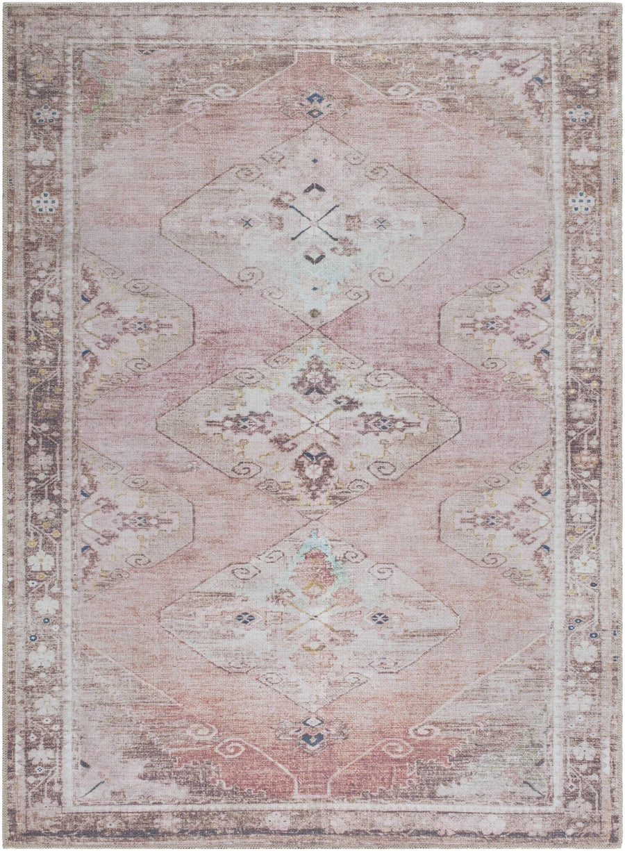 Ussun Traditional Style Pink And Beige Washable Area Rug - The Rug Decor