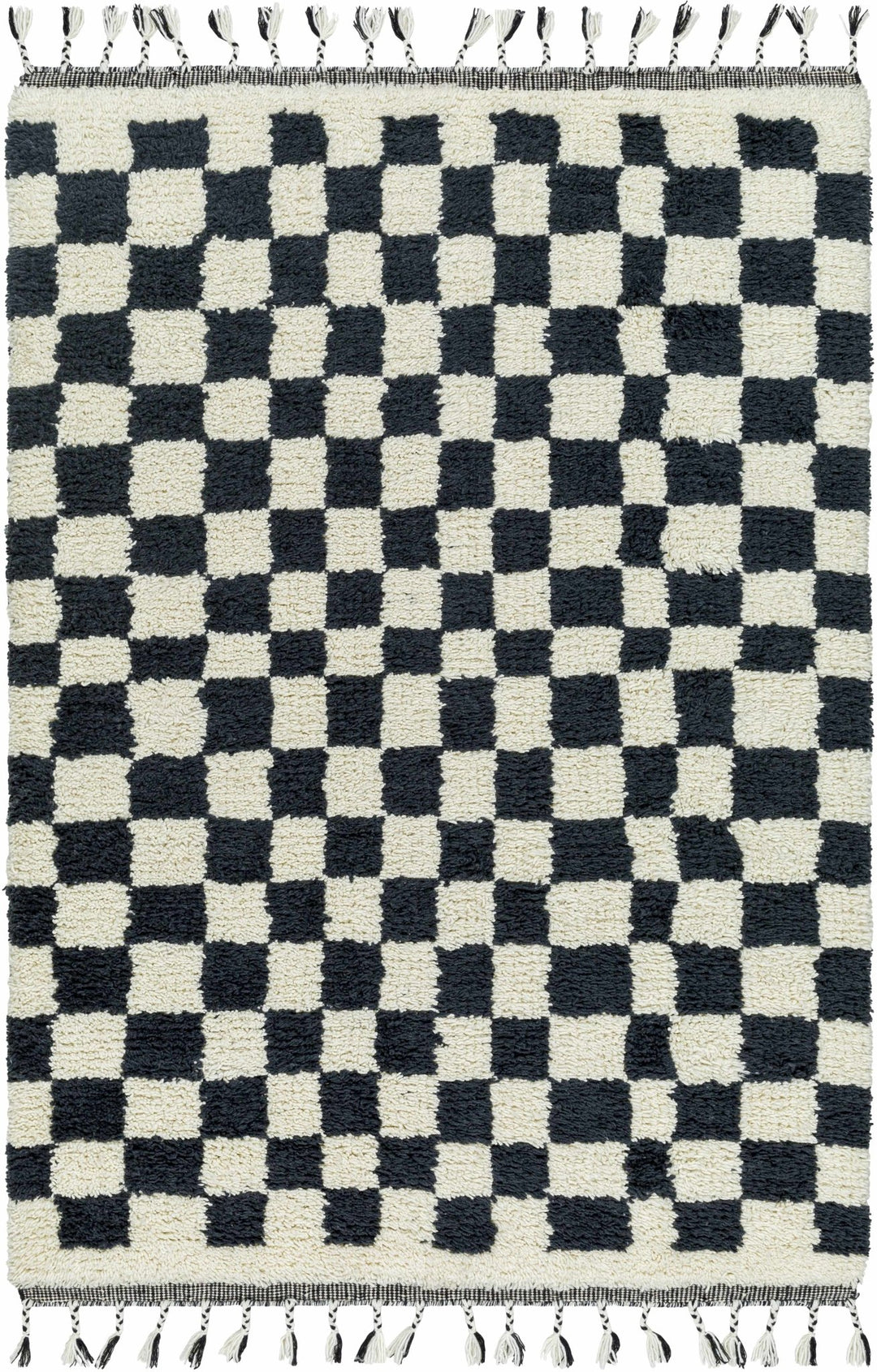 Uttam Contemporary Checkered Design Ivory And Black Area Rug - The Rug Decor
