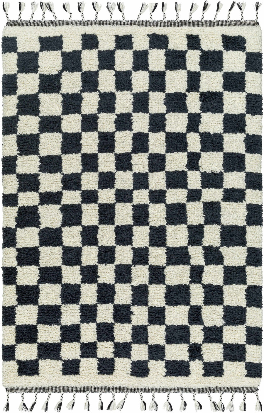 Uttam Contemporary Checkered Design Ivory And Black Area Rug - The Rug Decor
