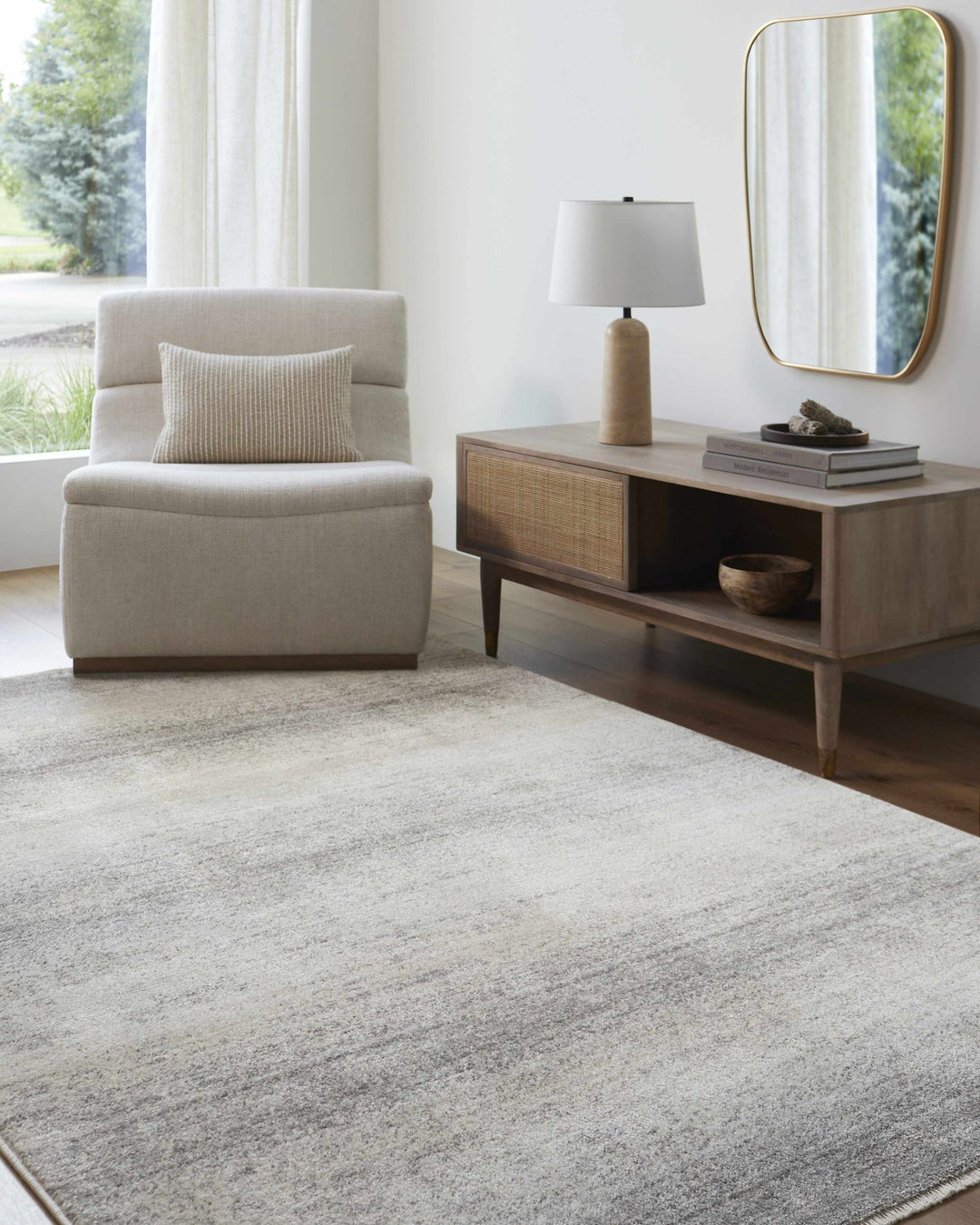 Uzima Modern Abstract Gray Machine Woven Rug - The Rug Decor