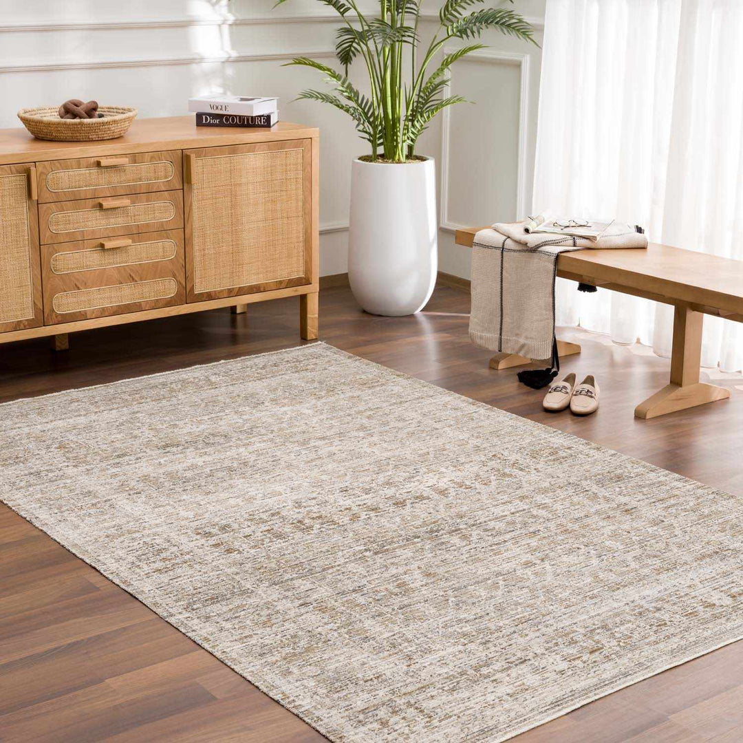 Uzuri Vintage style Beige Machine Woven Washable Rug - The Rug Decor