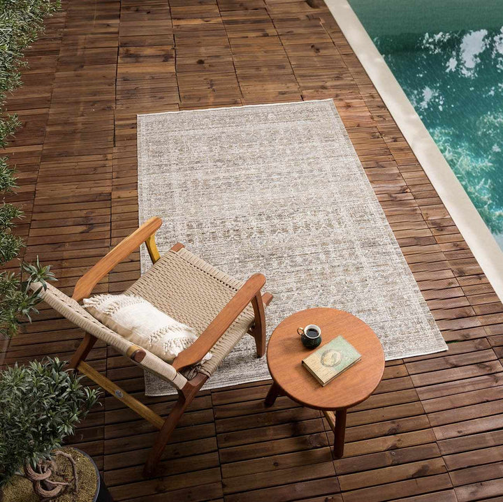 Uzuri Vintage style Beige Machine Woven Washable Rug - The Rug Decor