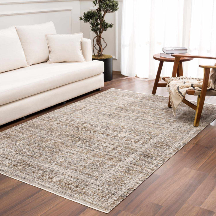Uzuri Vintage style Beige Machine Woven Washable Rug - The Rug Decor