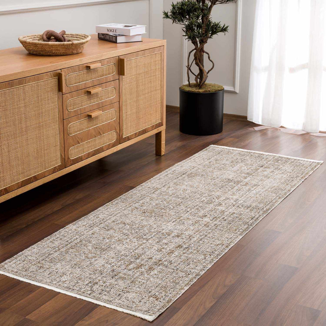 Uzuri Vintage style Beige Machine Woven Washable Rug - The Rug Decor