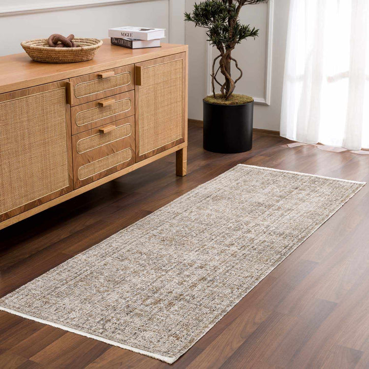 Uzuri Vintage style Beige Machine Woven Washable Rug - The Rug Decor