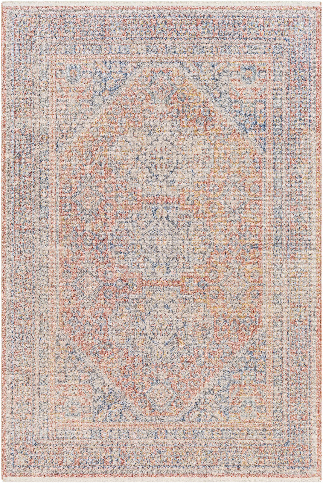Vahn Traditional Style Rust And Blue Polyester Area Rug